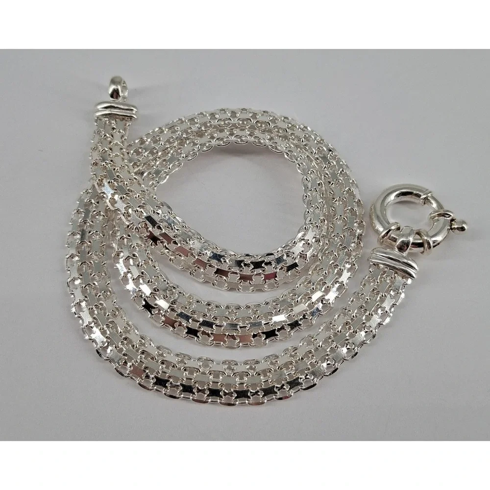 Vintage Sterling Silver 8mm Silver X Link Flat Chain 16